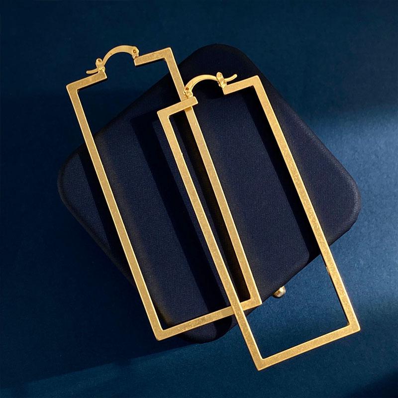 

Серьги в стиле ретро с полыми прямоугольными оправами, преувеличенные серьги в стиле подиума, геометрические минималистичные серьги с плавным изгибом