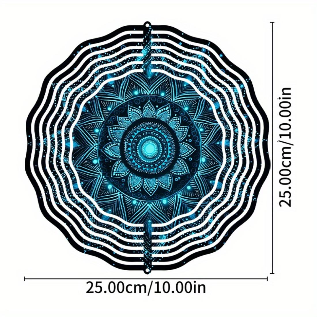 

1 шт. Металлический мандала цветок колокольчик ветра - Синий и золотой декор для сада на открытом воздухе, Мемориальный ветряной спиннер для патио 01A