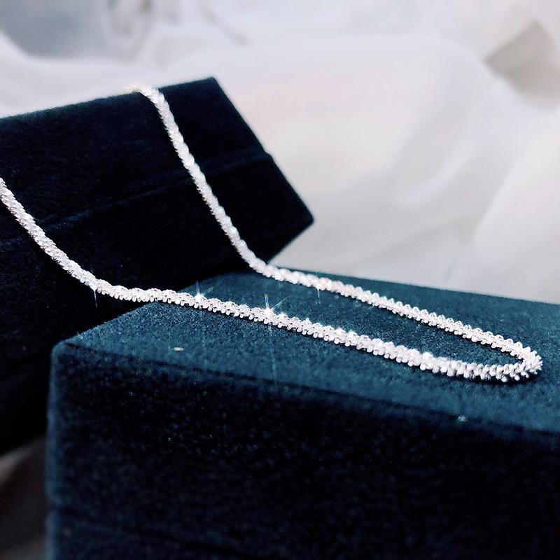 S925 Sterling Silver Sparkling Water Wave Clavicle Chain Light Luxury Shimmer