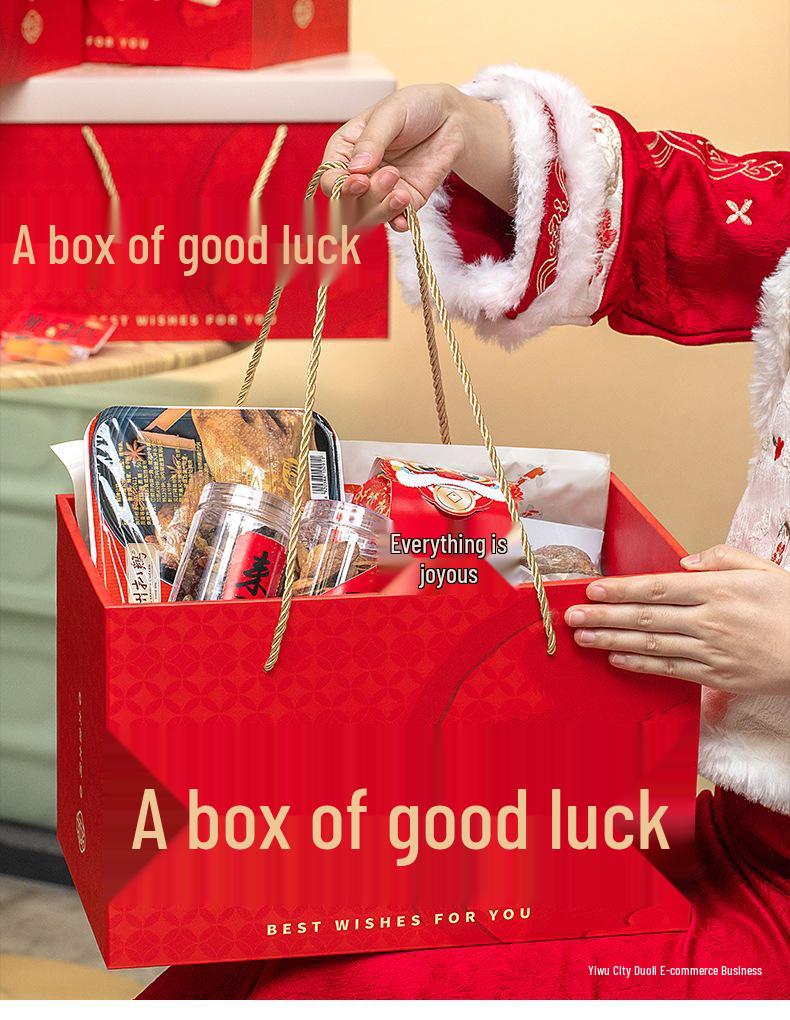 Viel Glück Neujahrs-Snack & Joghurt Geschenkbox: Große leere Handbox für 2025 Mondkuchen