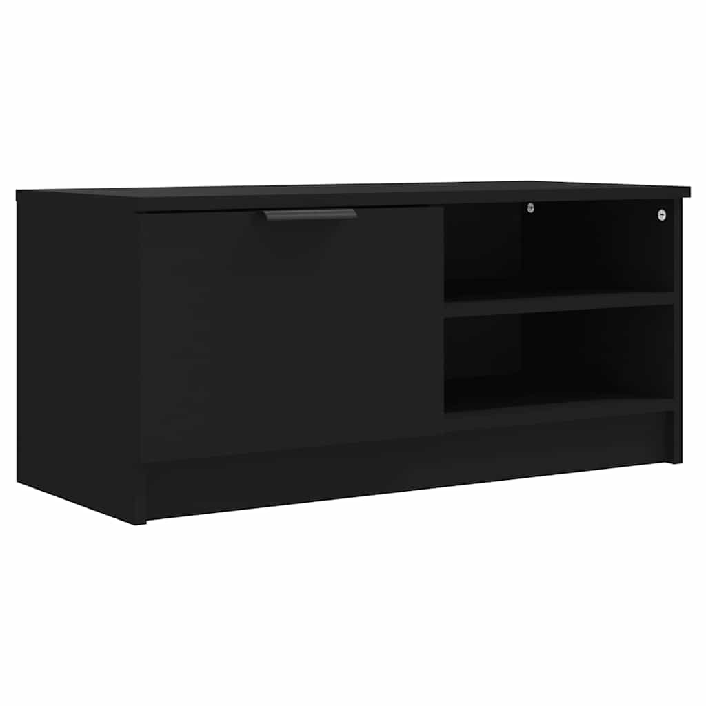 Vidaxl Szafka Pod Tv, Czarna, 80X35X36,5 Cm, Materiał Drewnopochodny