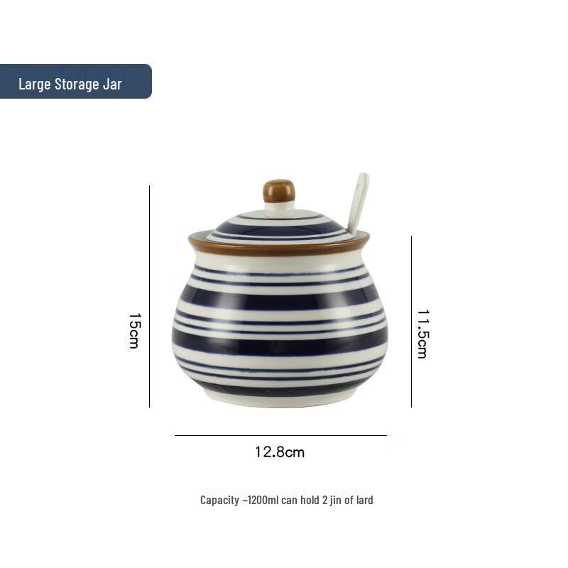 Qianxing Large Ceramic Spice Jars with Lids, 3-Pack