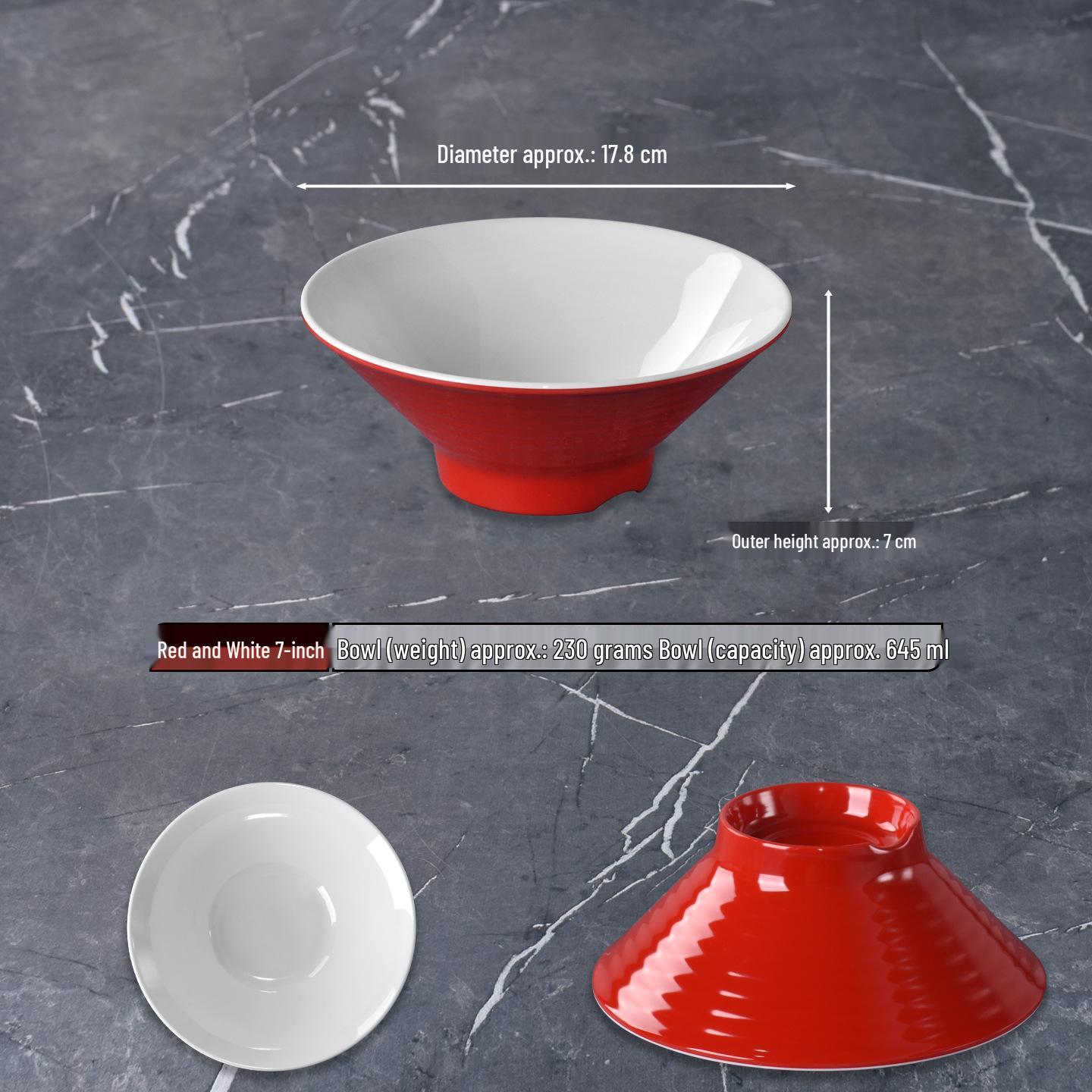 Melamine Noodle Bowl - Imitation Porcelain, Drop-Resistant, Large Soup & Porridge Bowl for Restaurants