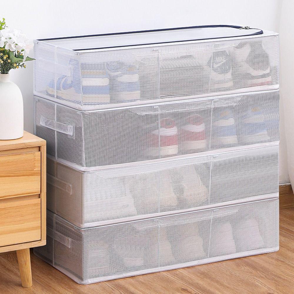 Steel Frame Shoes Sorting Box PVC Folding Shoe Rack Large Capacity Shoe Organier Box