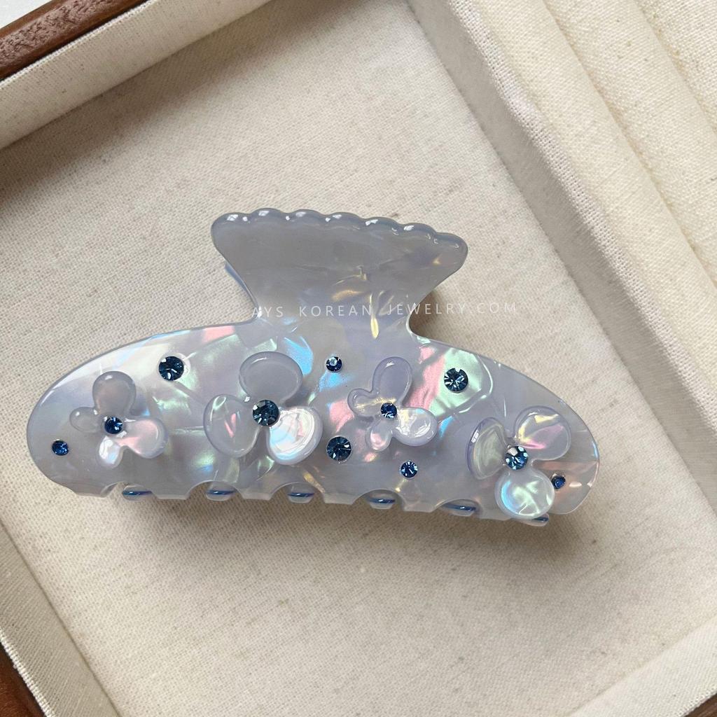 Aiyisi Korean Forest Style Rhinestone Flower Hair Clip - Creative Sweet Girl Shark Clip.