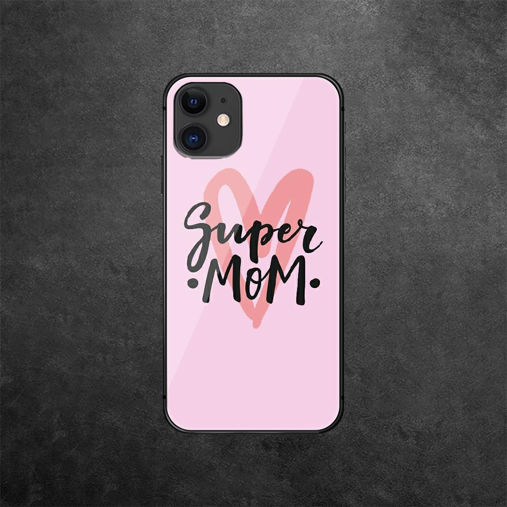 Mother Baby Mom Telefonfodral i härdat glas för iPhone Samsung Galaxy OnePlus Oppo Xiaomi Redmi Note SA 7 8 9 10 11 12 13 14 20 21 22 53 Pro Max Ultra