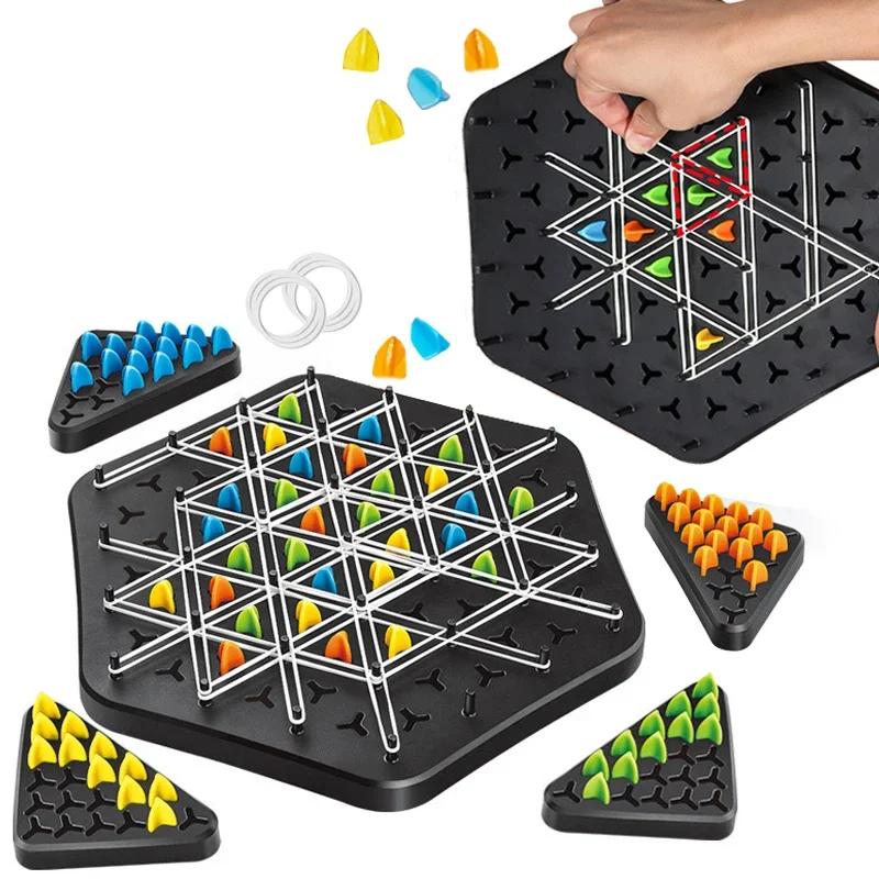 Chain Triangle Chess Game Triggle Rubber Band Game Educational Interactive Game Battle Set For Family Party Gift