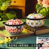 Hand-painted Ceramic Large Stew Cup, Household Soup Cup with Lid, Water-proof Soup Pot, Household New Water-proof Stew Dessert Bowl Stew Pot