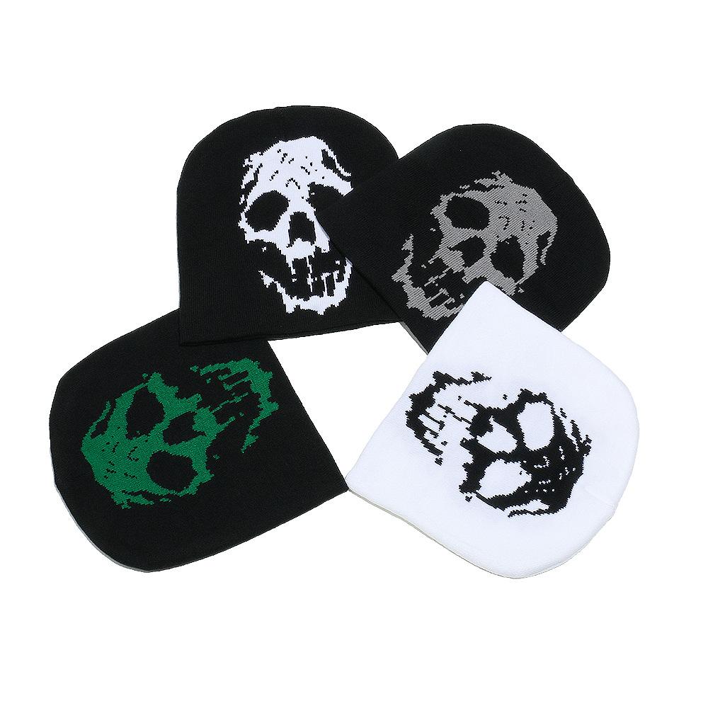 Winter Hat Men's Hip Hop Punk Style Warm Wool Hat Halloween Skull Head Jacquard Knitted Hat Pullover Hat Men's and Women's