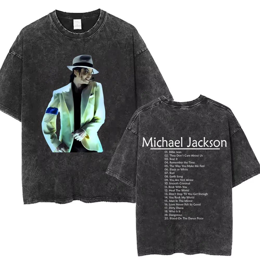 2026 Vintage Gewassen Michael Jackson King of Pop T-shirt Mannen Vrouwen Retro Gothic Rock T-shirts Heren Punk Oversized T-shirts Streetwear