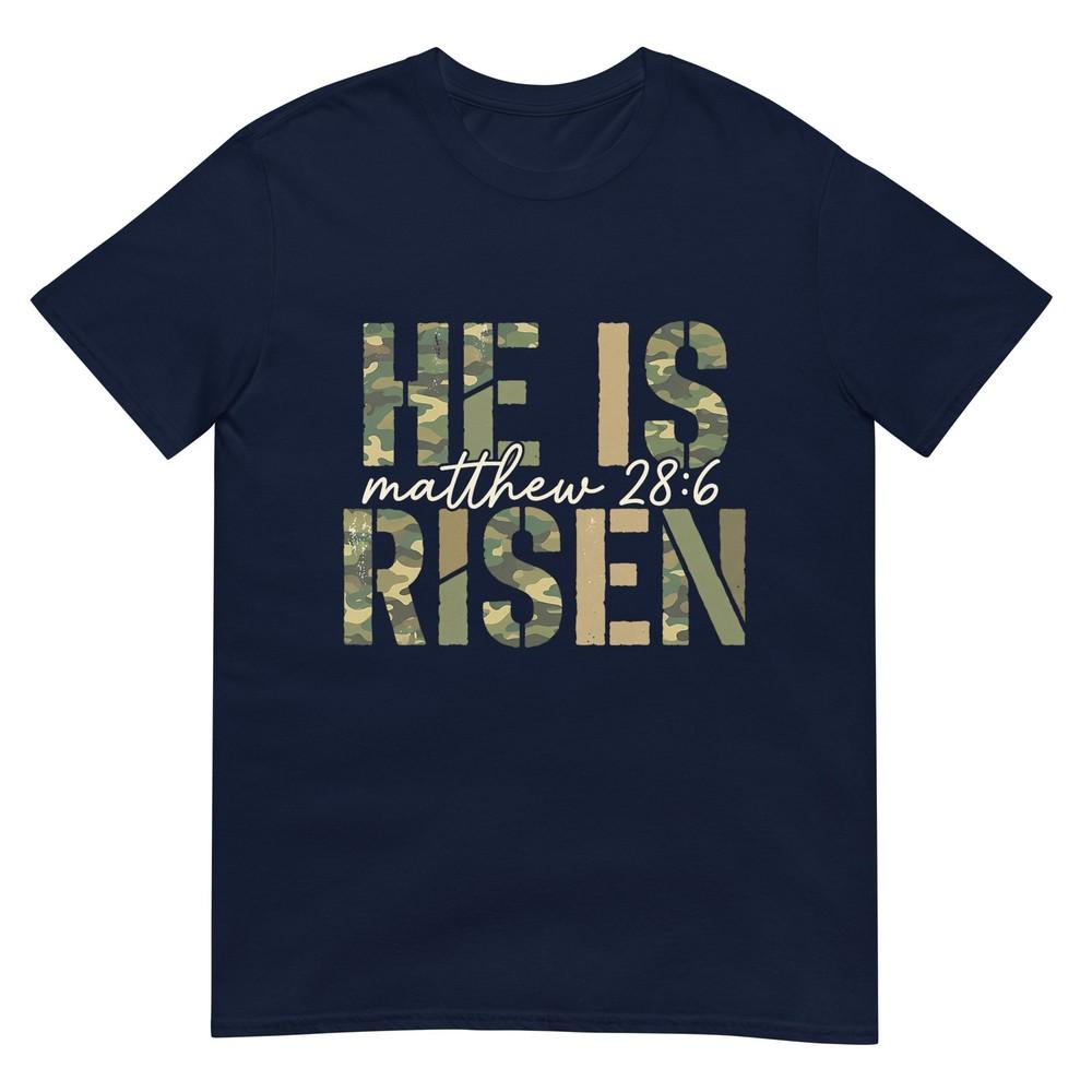 Camo He Is Risen Jesus Christian Unisex Unisex Kids Youth TShirt S
