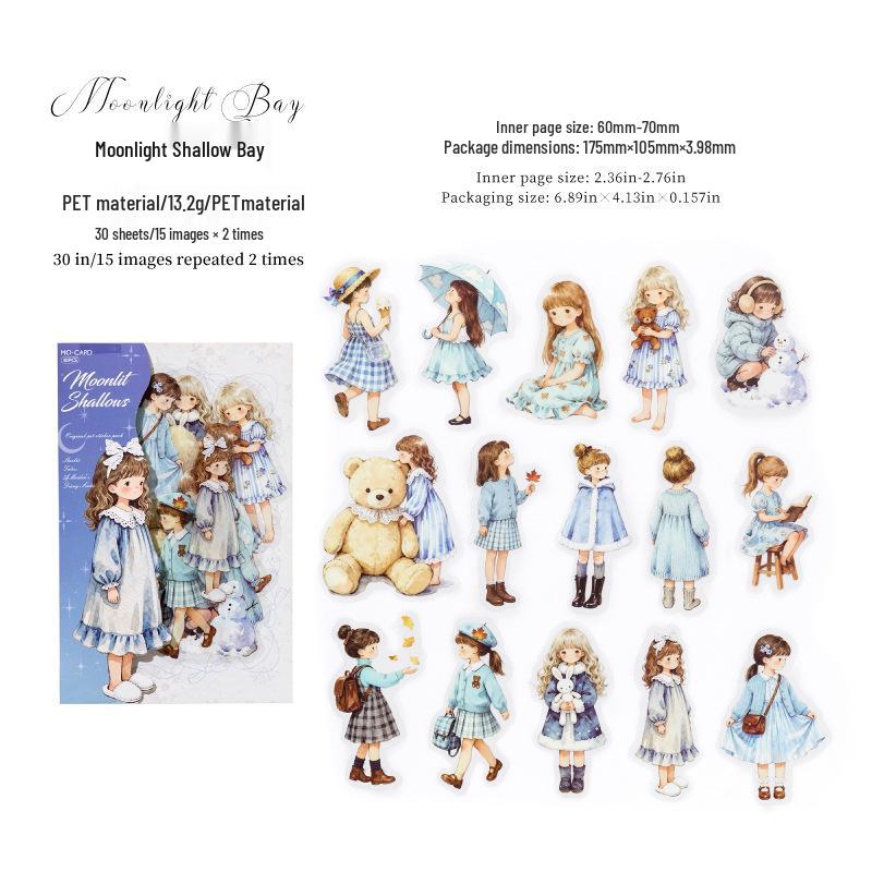 Momo PET Sticker Pack: Star Sleep Fairytale Girl Retro Cartoon Journal DIY Scenery Collage Materials
