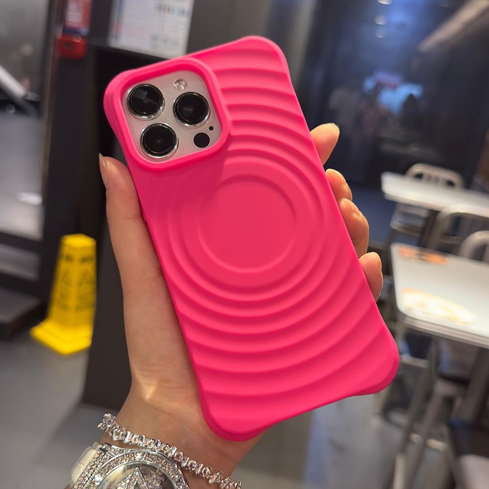 

Fashion wave ripple pattern magsafe charging silicon case for iPhone 15 14 13 12 11 Pro Max Plus magnetic shockproof phone cover For iPhone 12