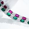 Luxury 18K White Gold Solid Platinum Emerald Bracelet Single 1 Karat Emerald Cut Diamond Bracelet