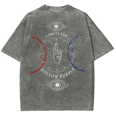 Anime Jujutsu Kaisen Gojo Satoru Koszulka z nadrukiem, Unisex Retro Sprana Luźna Bawełniana Koszulka