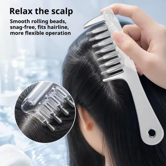 Hair Root Treatment Applicator Scalp Essential Oil Comb, Round Massage Ball Teeth Design, 10ml Capacity, Comb for Growth Clear Leakproof Portable