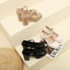 3359-12 One word with high heels single shoes women's summer new French temperament thick heels high heels women's shoes