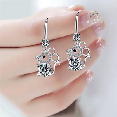 Zodiac Mouse Earrings Female Senior Sense All Matching Earrings Long Senior Sense Temperament Ear Hooks