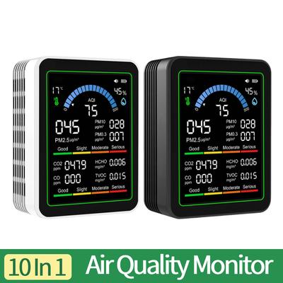 Monitor de Qualidade do Ar Inteligente Multifuncional 10 em 1 Detector HCHO em Tempo Real Display TFT de 2,8 polegadas Detector de Temperatura e Umidade