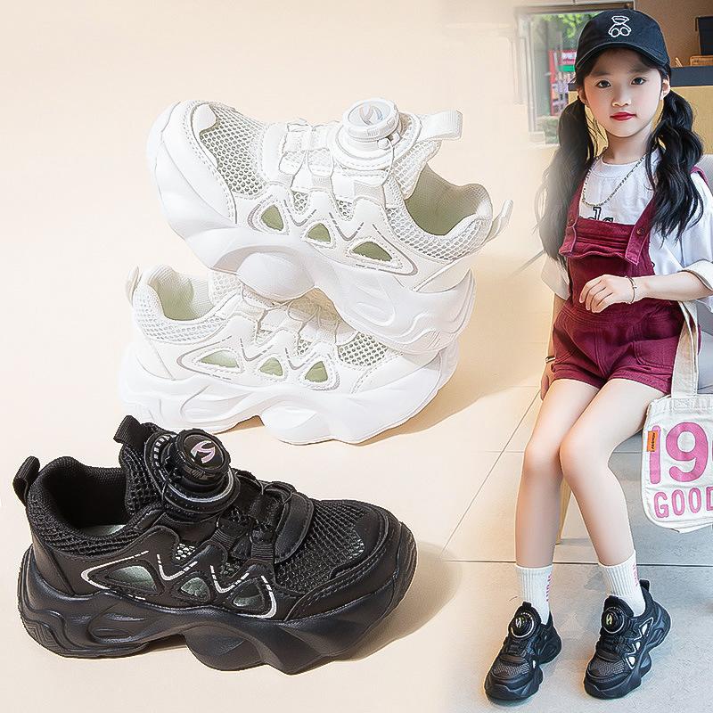 Male and female students mesh breathable 2025 summer new soft-soled children's sports small white single mesh shoes hollow dad shoes