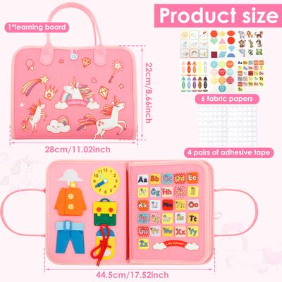 Educational Montessori Busy Board for Toddlers Sensory Activity Toy Fine Motor Skills Development Travel Learning Gift Polyester