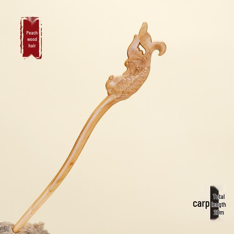 Hochwertige Haarnadel mit chinesischem Knoten aus Pfirsichholz - Neues Frühlingsstil-Haaraccessoire für Damen