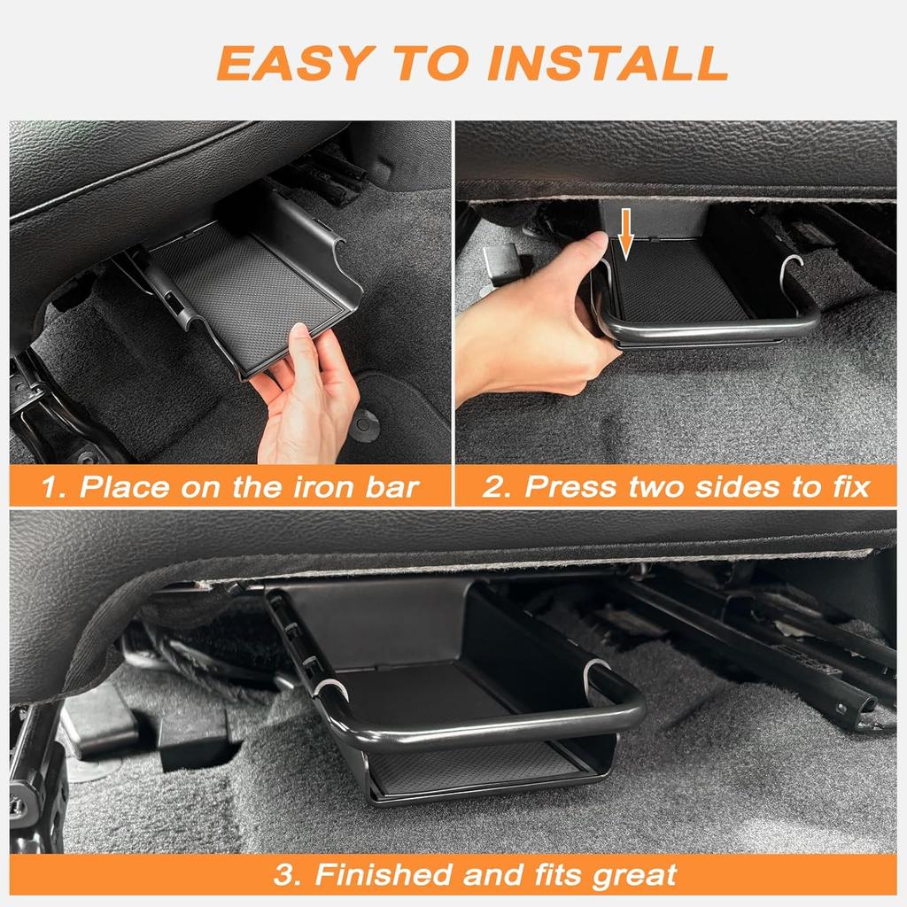 JKCOVER Front Under Seat Storage Organizer Tray Compatible With Jeep Wrangler JL/JLU 2018-   2024 2025 And Jeep Gladiator JT Truck - 2024 2025 Hidden