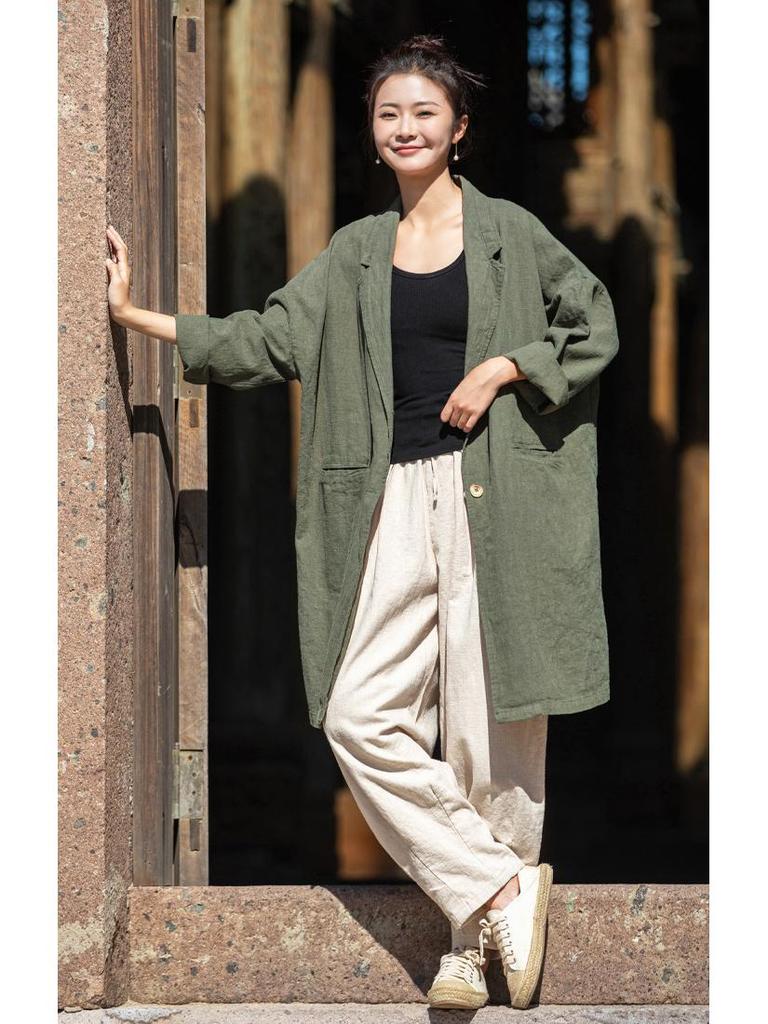 Women's Vintage Cotton-Linen Loose Lapel Shirt - Artistic Casual Style