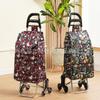 Portable Folding Trolley Cart for Seniors - Floral Pattern, Large Capacity for Grocery Shopping and Home Use