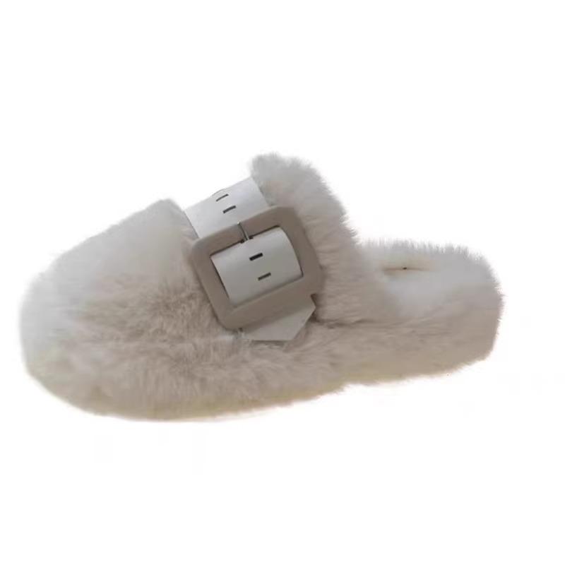 Thick-bottomed fluffy slippers women's outer wear bag head half-tow Internet celebrity warm and velvet popular office home cotton slippers
