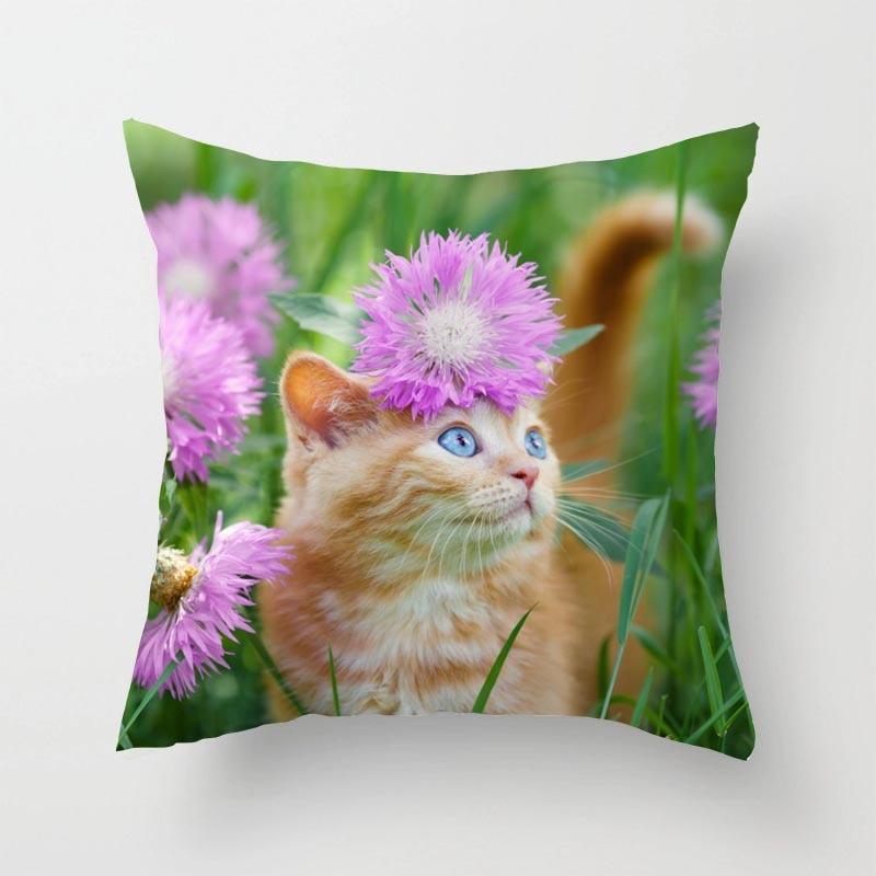 Cute Cat Sofa Pillowcase Cushion Cover     Bed Home Living Room Car Office