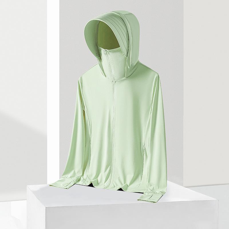 Ice silk sunscreen clothing women's upf10 + removable brim cool UV protection outdoor men's thin sunscreen clothing