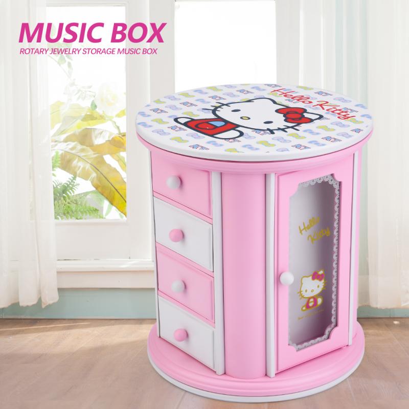 Pink Storage Jewelry Box Small Drawers Round Music Box Gift uygun ...