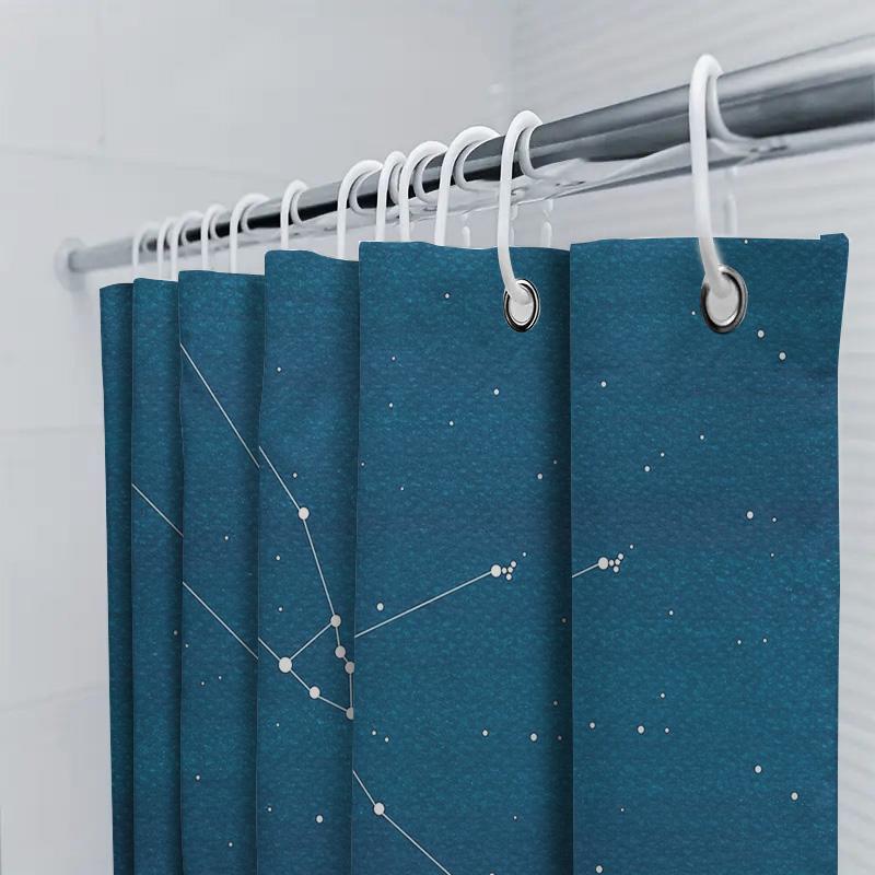 Blue Galaxy Shower Curtain Starry Space Universe Cosmos Pattern Bathroom Decor Waterproof Backdrop