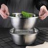 Meichu 304 Stainless Steel Basin and Sieve 4-Piece Set