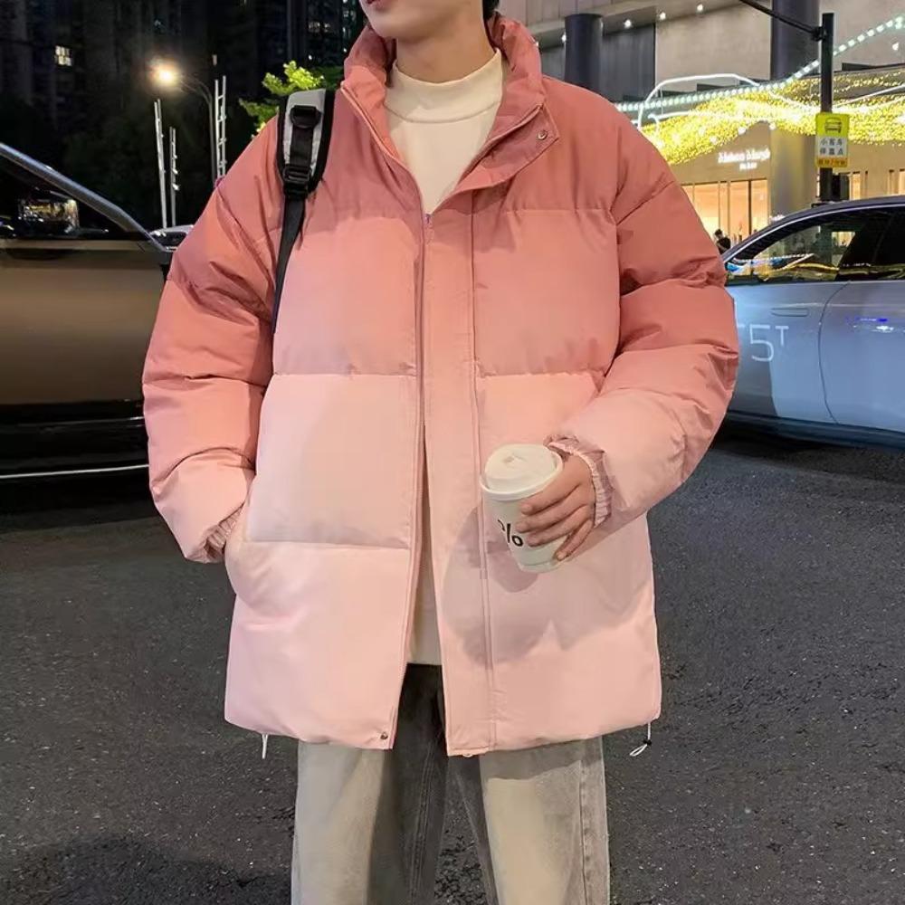 American gradual change stand-up collar cotton-padded clothes men's winter new thickened warm and cold-proof cotton-padded jacket