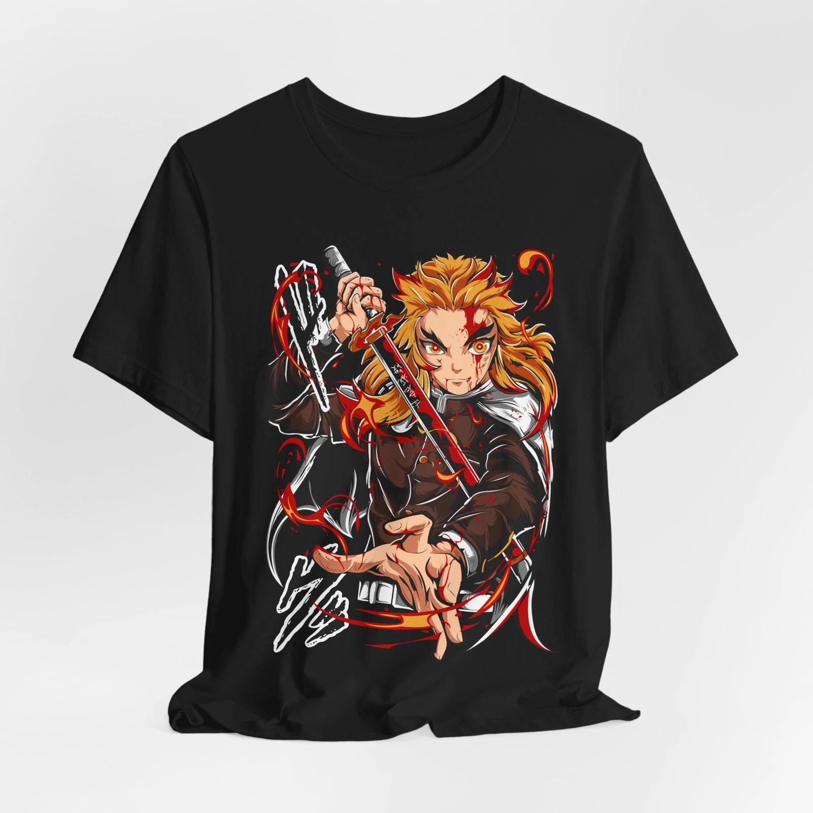 Футболка Rengoku Flame, Аниме-футболка Demon Slayer, Топ с графикой Хасира, Косплей манги 4XL