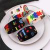 Autism Awareness Puzzle Men Women Stretch Wristband Bracelet Colorful Wide Band Bangles Armband Fashion Accessories Gifts