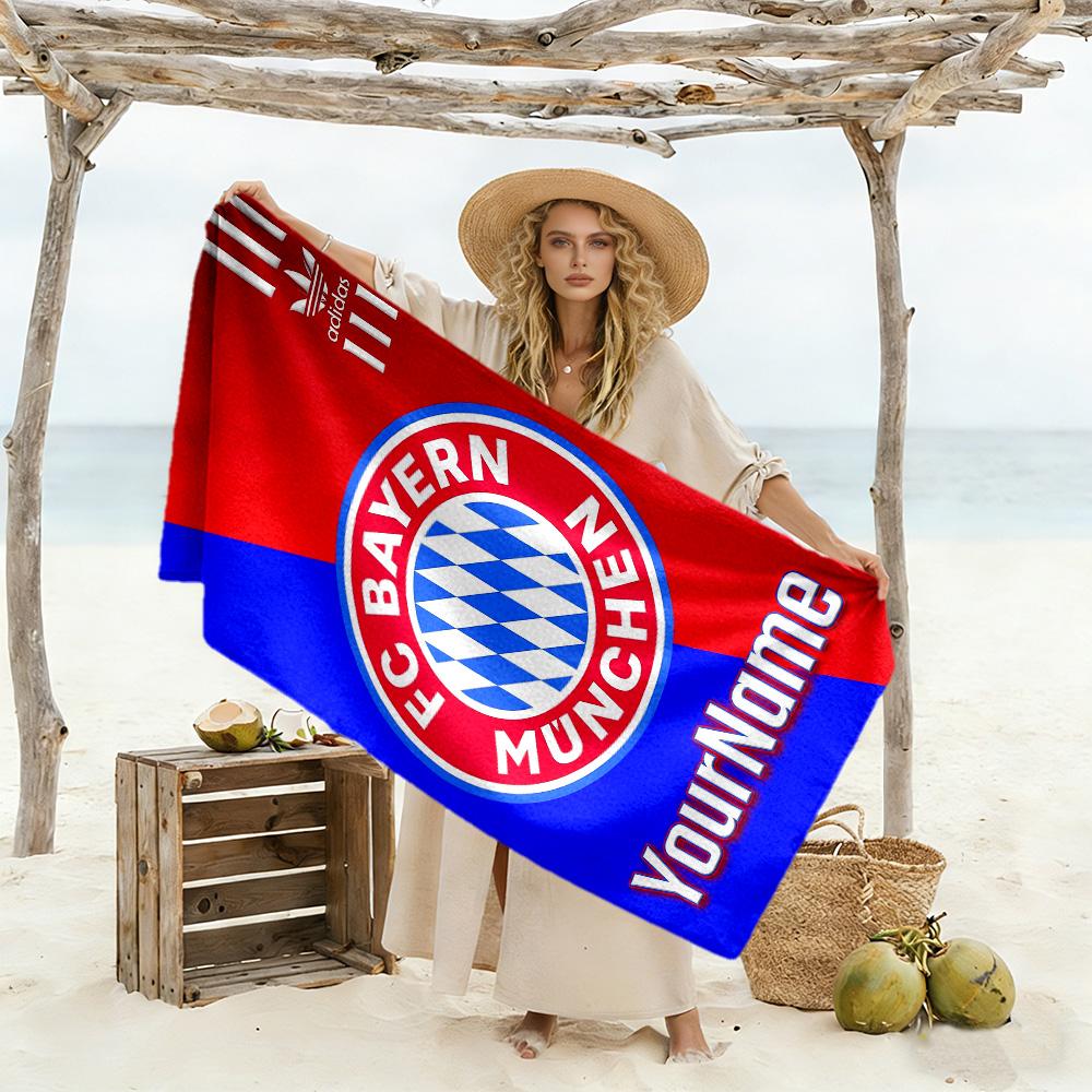 Bayern Munich Customize Your Name Beach Towel Soft Durable Quick-Dry Perfect for Traveling Yoga Camping and Swimming