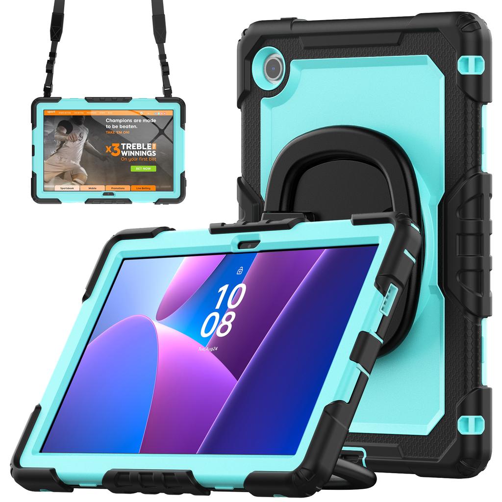 For Lenovo Tab 10.1 (2025) TB-311XU/Tab TB311FU Kickstand Case PC+Silicone Tablet Cover with Shoulder Strap