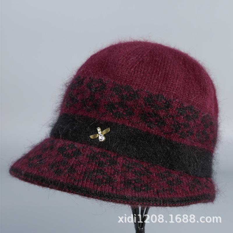 Hat Granny Sky Plush Rabbit Wool Hat Old Lady Mom Knitted Warm Fashion Hat