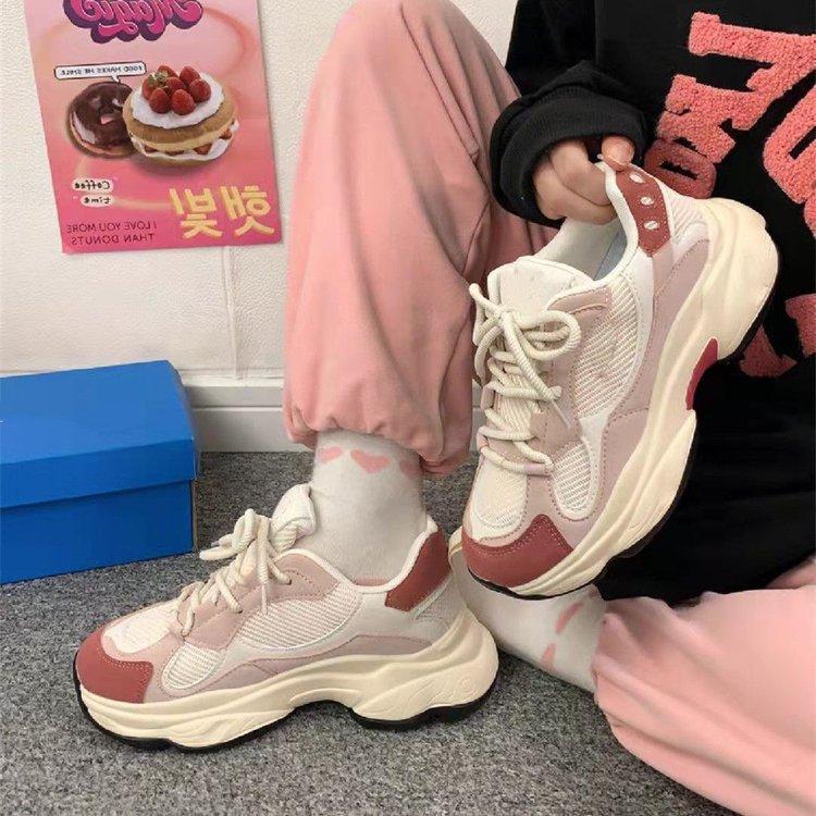 Internet celebrity 2025 spring and autumn new milk cover dad shoes women thin thin professional running shoes sports shoes tide