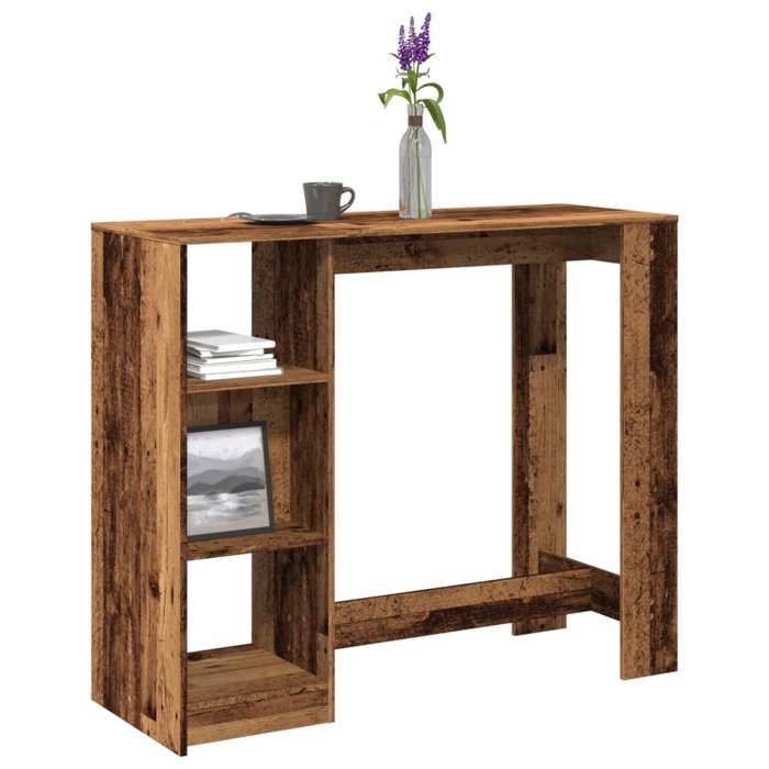 VidaXL Bar Table with Shelf Old Wood Engineered Wood, Pub Table, High Table, Bar Stool Table, Table of 854398
