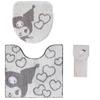 OKA Sanrio Characters Scrunchie Toilet Mat, Approx. 55cm X 60cm, 3-Piece Set, Includes Paper Holder Cover and Lid Cover, Gray (Kuromi) (Hello Kitty Cu