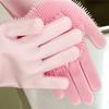 1Pair Dishwashing Cleaning Gloves Magic Silicone Rubber Dish Washing Glove for Household Scrubber Kitchen Clean Tool Scrub