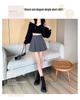 2024 Fashion High Waist Black Pleated A-line Mini Skirt for Women - Spring, Summer, Autumn