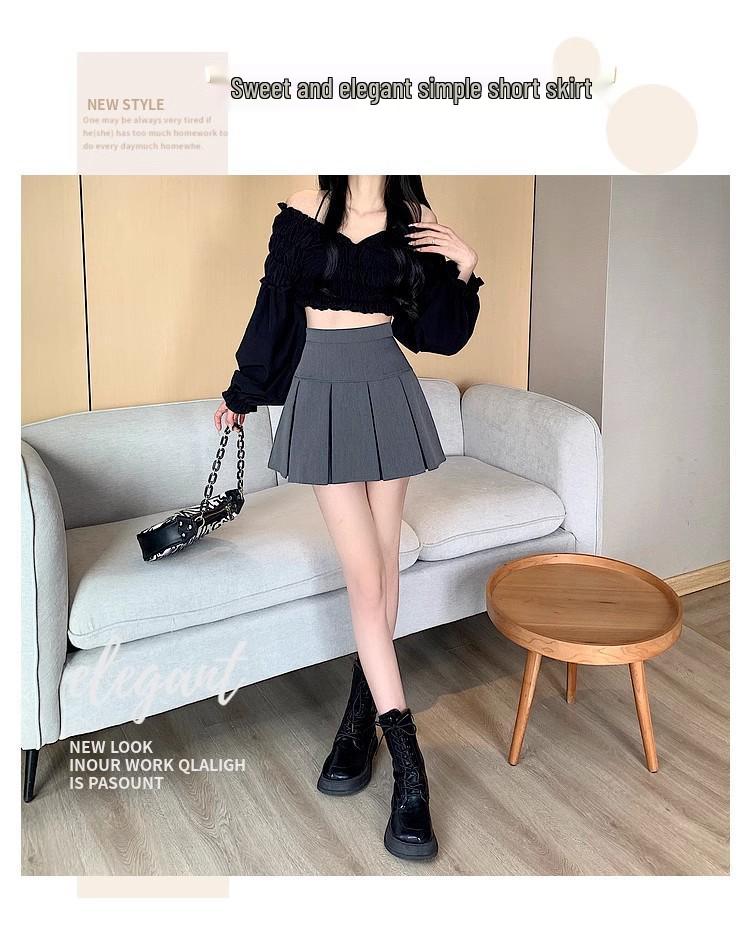 2024 Fashion High Waist Black Pleated A-line Mini Skirt for Women - Spring, Summer, Autumn