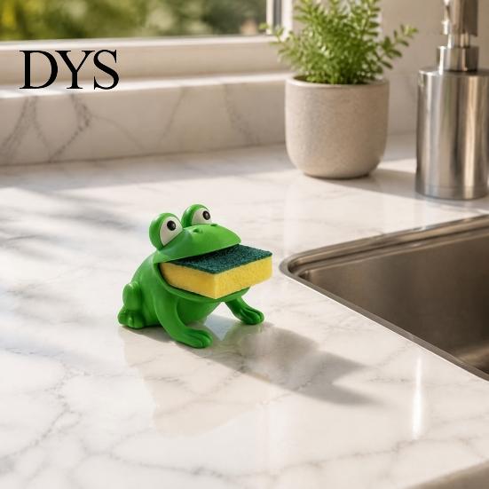 Home Organization for Kitchen Frog Sponge Holder Sink, Cute Animal Shape Decorative Sink Organizer Caddy, Draining Rack, Novelty Countertop