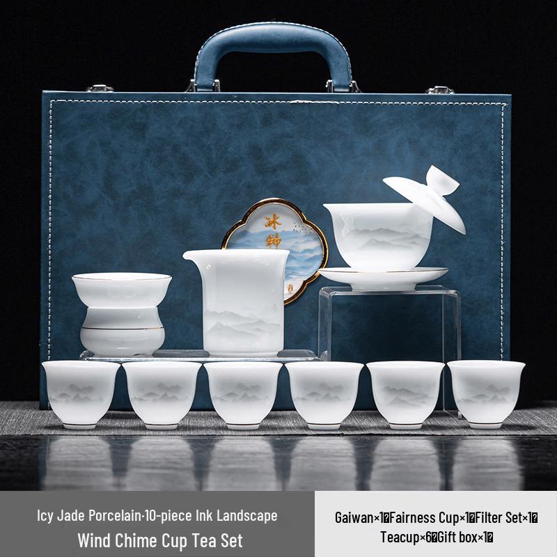 Ink Landscape Ice Jade Porcelain Kung Fu Tea Set