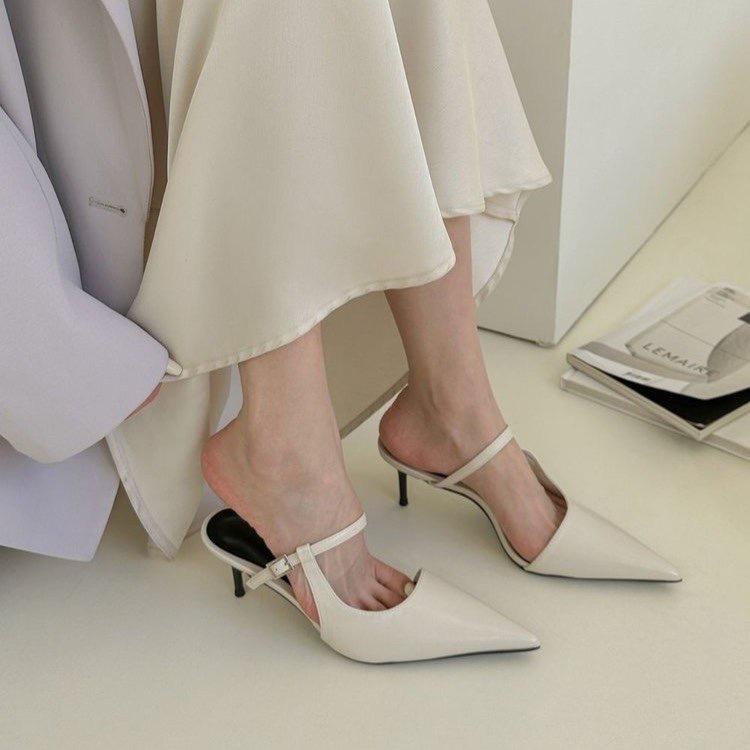Fashion Hot Selling 2025 Spring New Brand Women Slipper Fashion Pointed Toe Slip on Ladies Elegant Slip on Mules Thin High Heel Pumps